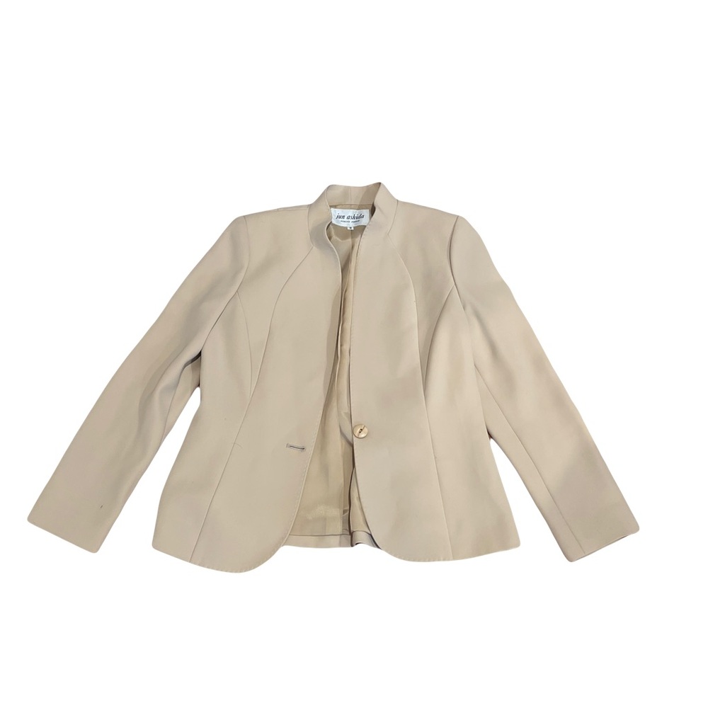 Jun Ashida Beige Tailored Blazer & Wide-Leg Trouser Set - Picture 1 of 4